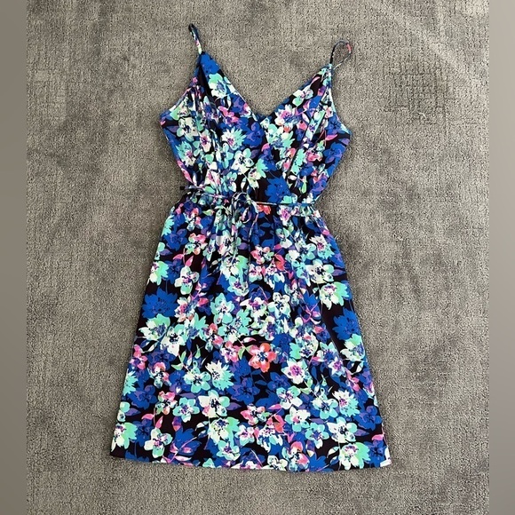 Yumi Kim Blue Multi Floral Print A-Line Mini Dress - Picture 1 of 5